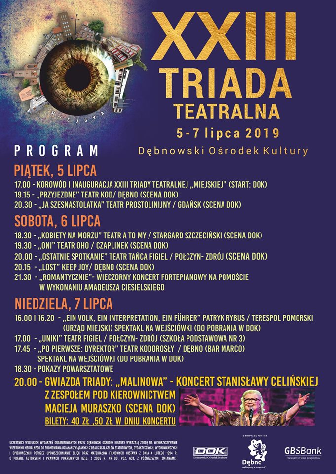Plakat Triady Teatralnej. Pełna treść w informacji powyżej