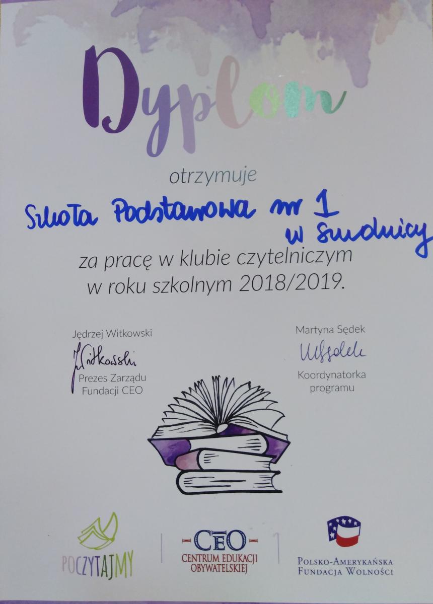 Powieksz dyplom dla SP1 Smolnica