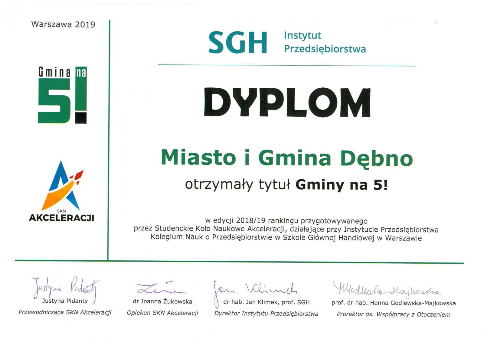 Powiększ dyplom Gmina na 5!