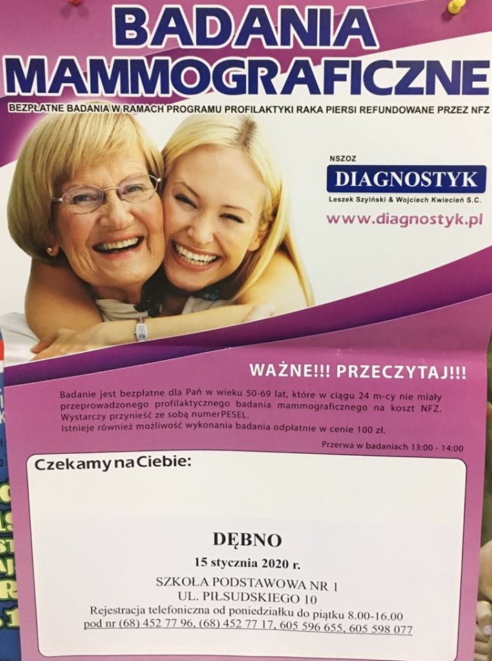 Powiększ plakat informujący o badaniach. Pełna treść w informacji