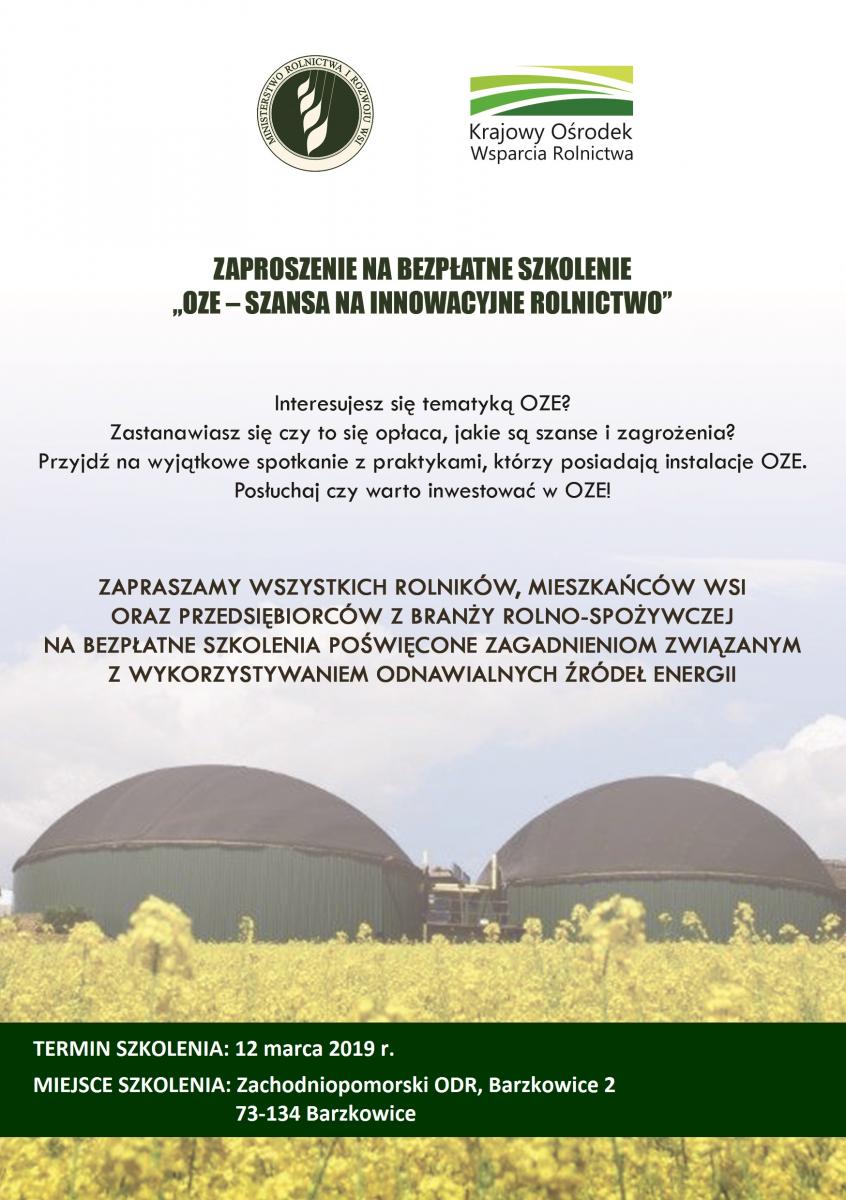 Powiększ plakat informujący o szkoleniu. pełna treść w informacji poniżej 