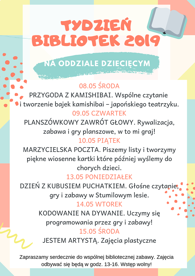 Plakat promujacy zajecia dla najmłodszych czyteników