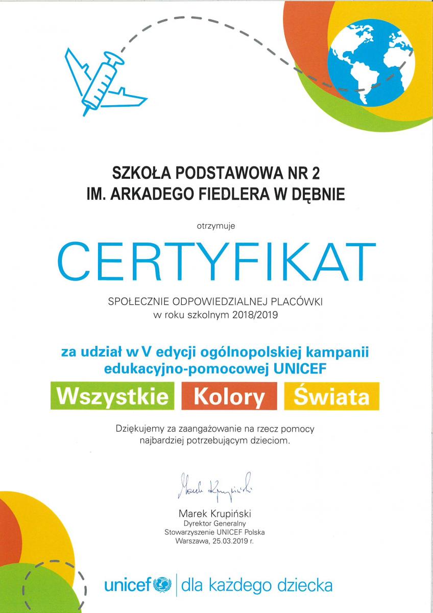 Powiększ dyplom dla SP 2 Dębno