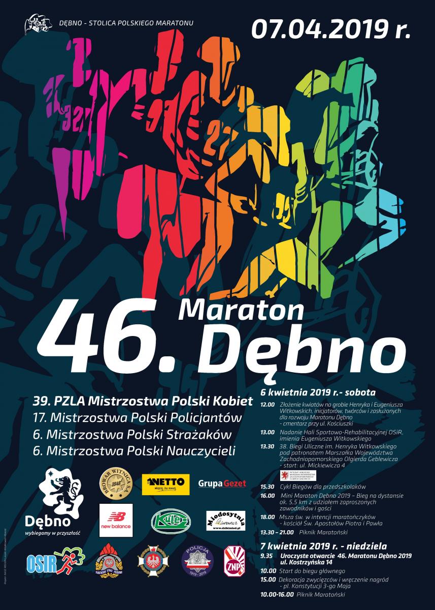 Powiększ plakat promujący 46.Maraton Dębno. Pełna treść w informacji