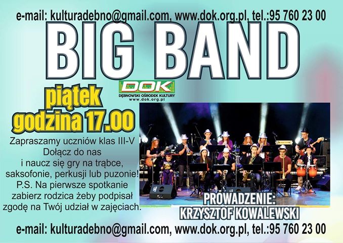 Powiększ afisz promujący nabór do BIG BAND-u