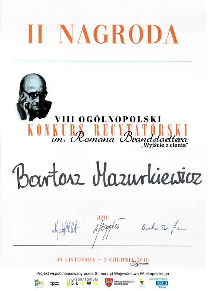 Powiększ dyplom dla Bartka Mazurkiewicza
