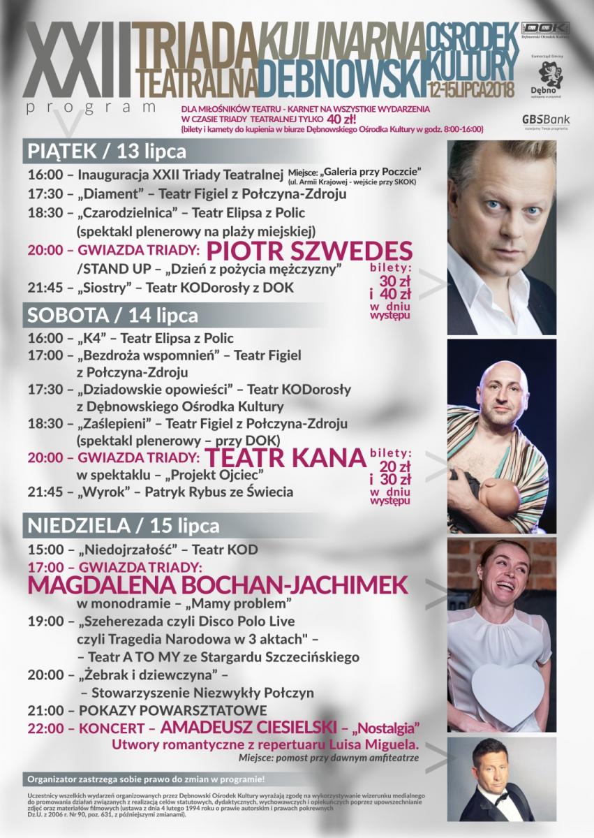 Afisz Triada Teatralna. Pełna treść powyżej w informacji