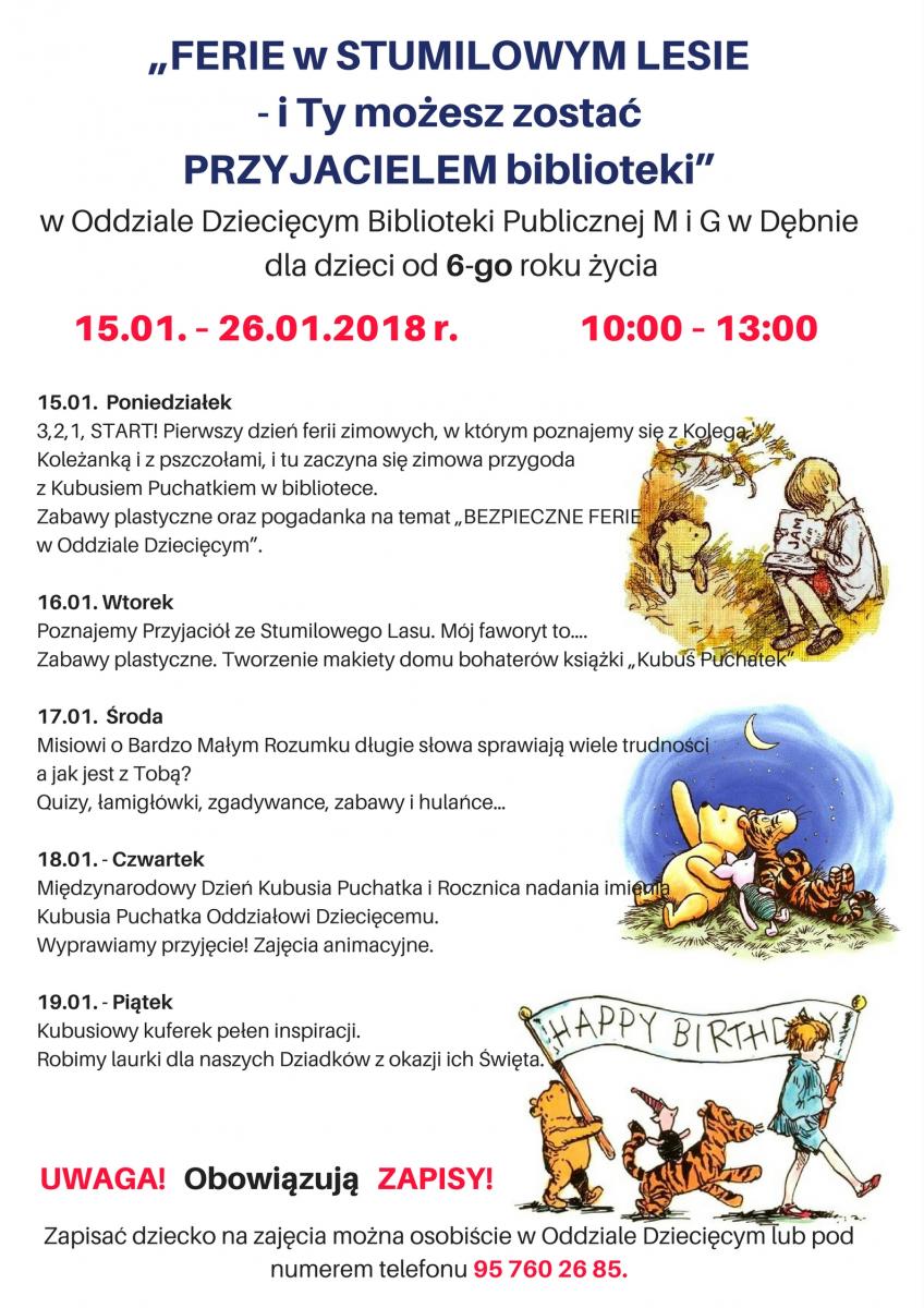 Powiększ plakat ferie w bibliotece