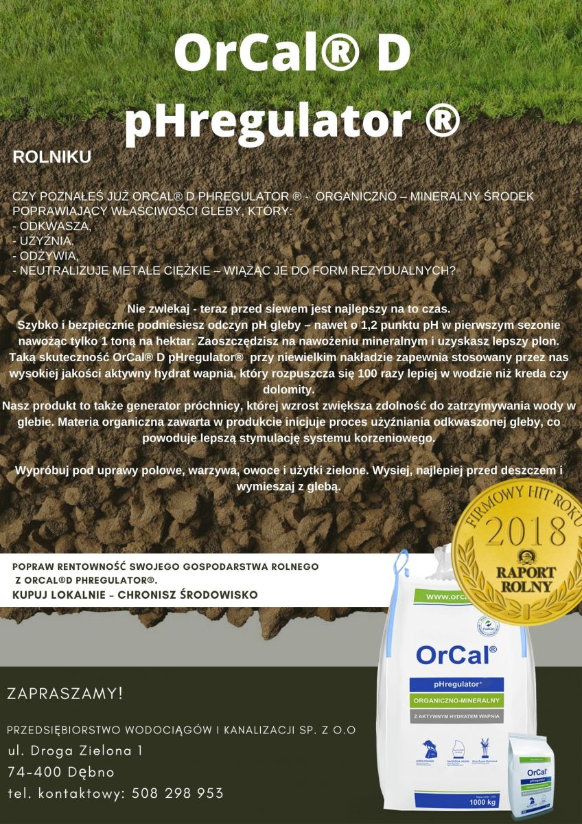 Plakat z ogłoszeniem o mozliwości zakupu środka poprawiającego właściwości gleby