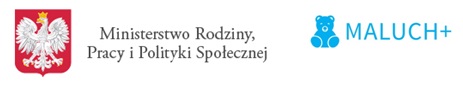 Z lewej godło Polski, obok napis Ministerstwo Rodziny, Pracy i Polityki Społecznej, z lewej logo Maluch+
