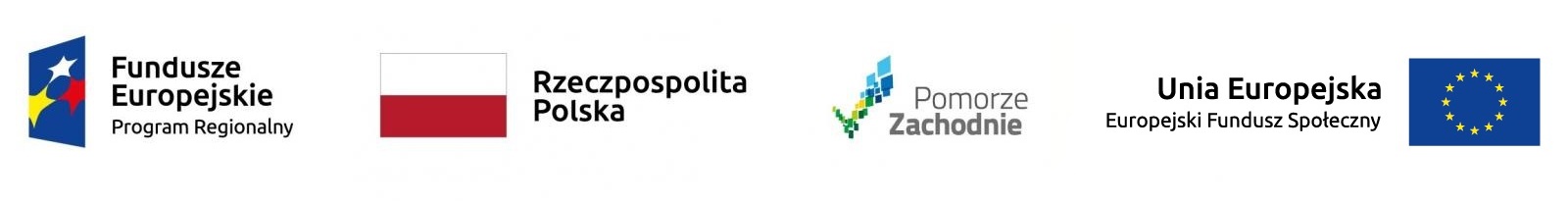ciąg logotypów fundusze europejskie, flaga polska, Pomorze Zachodnie, Unia Europejska