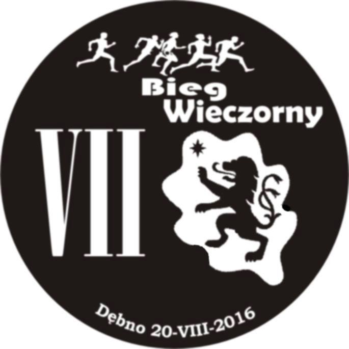 Medal biegu, na nim napis VII Bieg Wieczorny, data i logo gminy Dębno