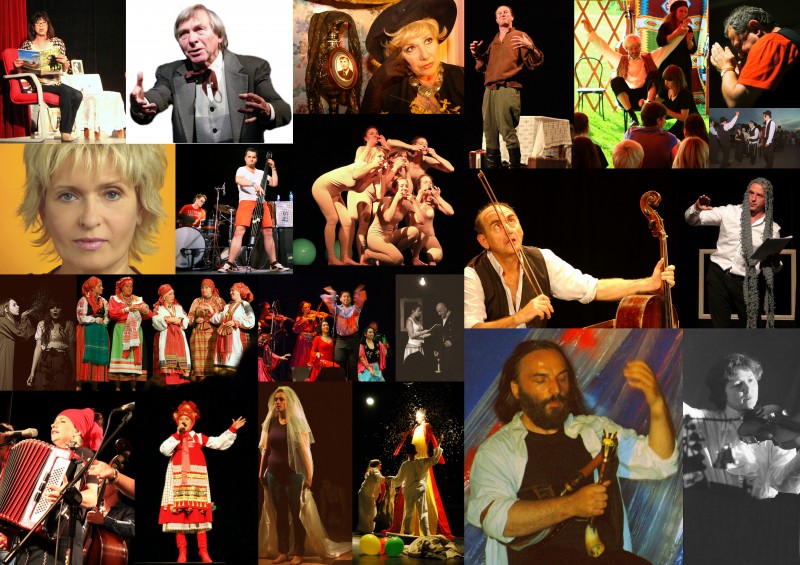 Kolaż różnych zdjeć ze wszyskich triad teatralnych (link prowadzi do powiększonej wersji zdjęcia)