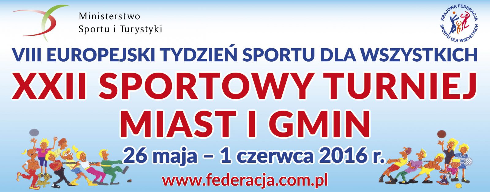 Baner promujący Sportowy Turniej Miast i Gmin (link prowadzi do powiększonej wersji zdjęcia)