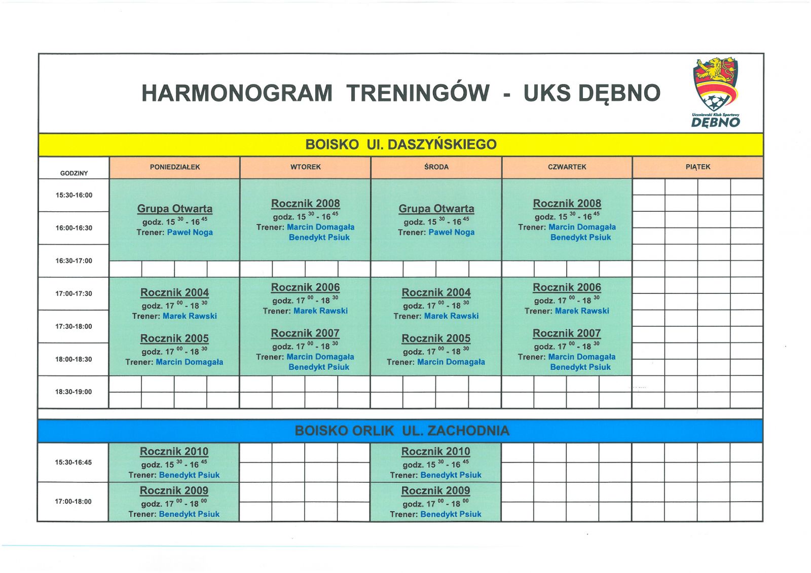 Harmonogram (link prowadzi do powiększonej wersji zdjęcia) 