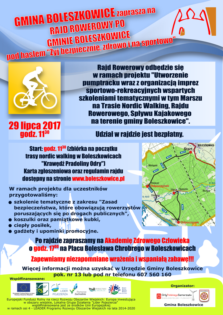 Plakat promujący rajd rowerowy