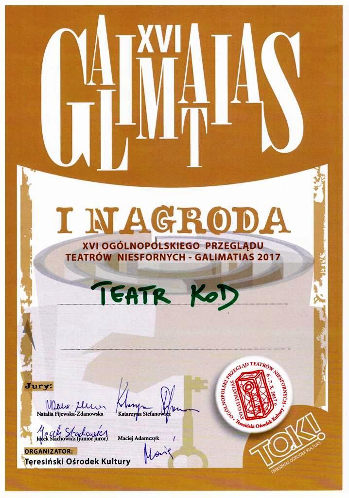 Powiększ dyplom dla Teatru KOD