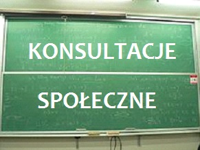 Tablica szkolna z napisem konsultacje społeczne