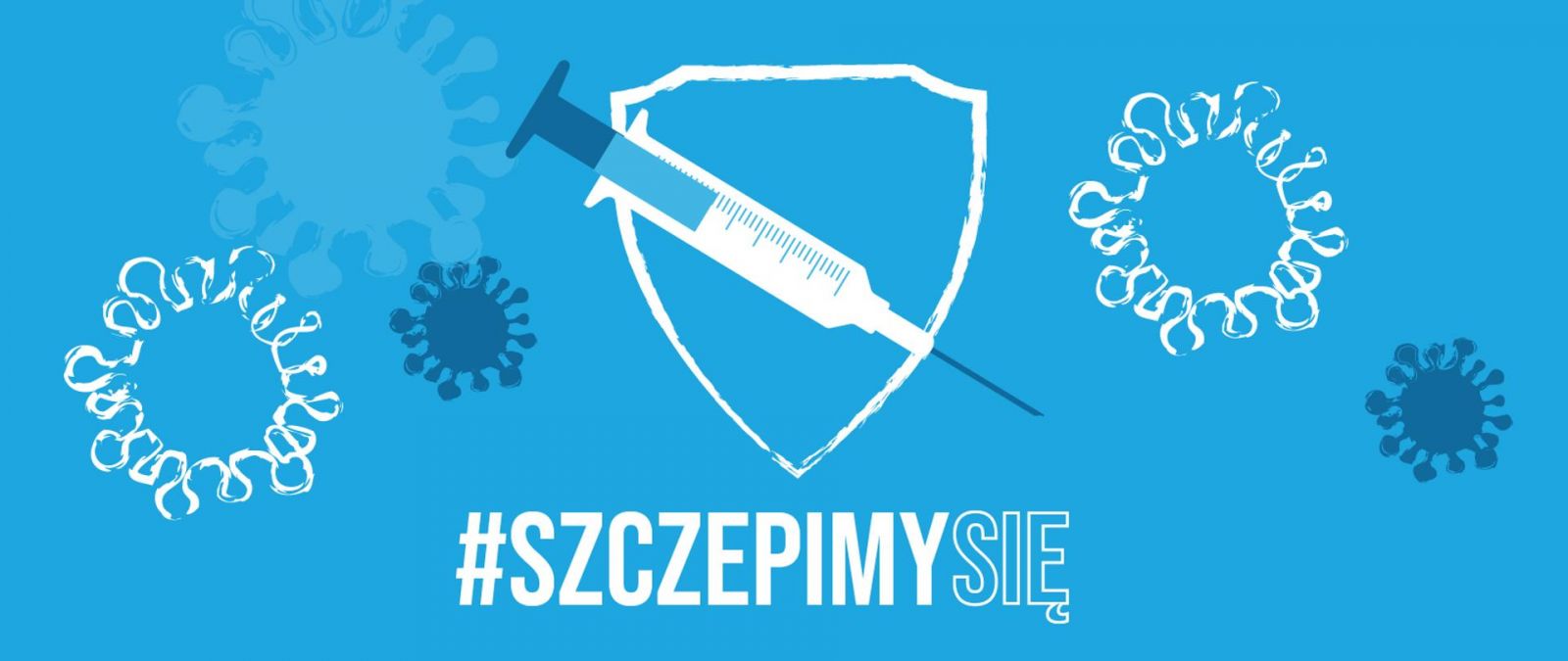 Powiększ niebieski baner z napisem #szczepimysię