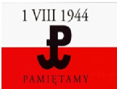 Znak Polska walcząca na tle flagi Polski, data i napis Pamiętamy