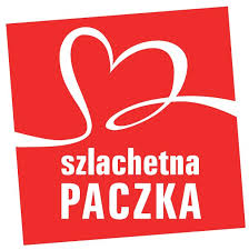 Logona czerwonym tle białe serce z napisem  szlachetna paczka