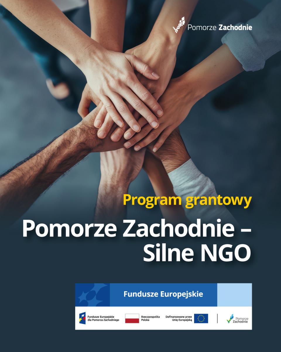 Plakat , Zdjęcie złączonych dłoni, znaczek Pomorze Zachodnie, treść dostępna w informacji 