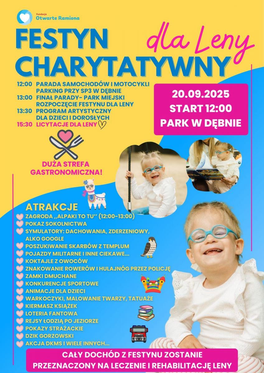 Powiększ plakat festyn charytatywny. Pełna treść w informacji 