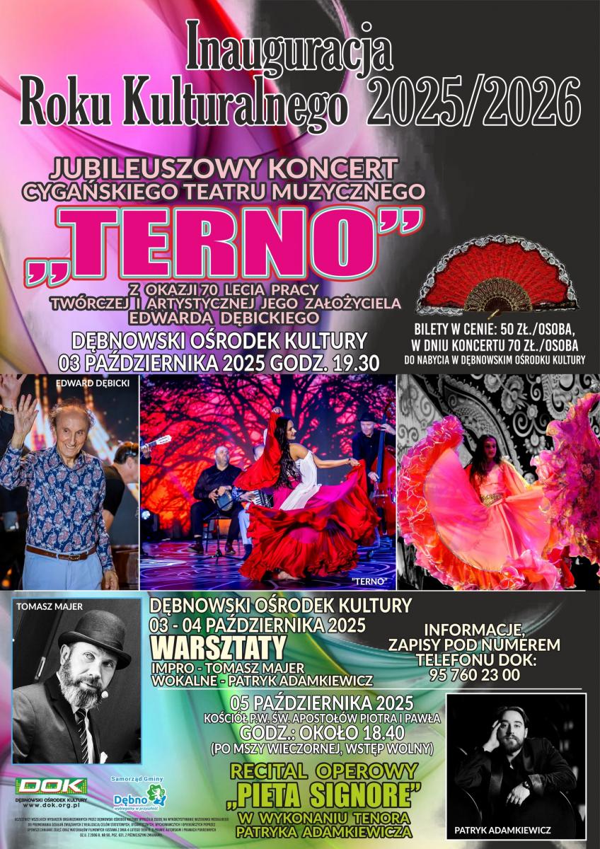 Plakat Inauguracja Roku Kulturalnego, zdjecia wykonawców. Pełna treść w informacji 