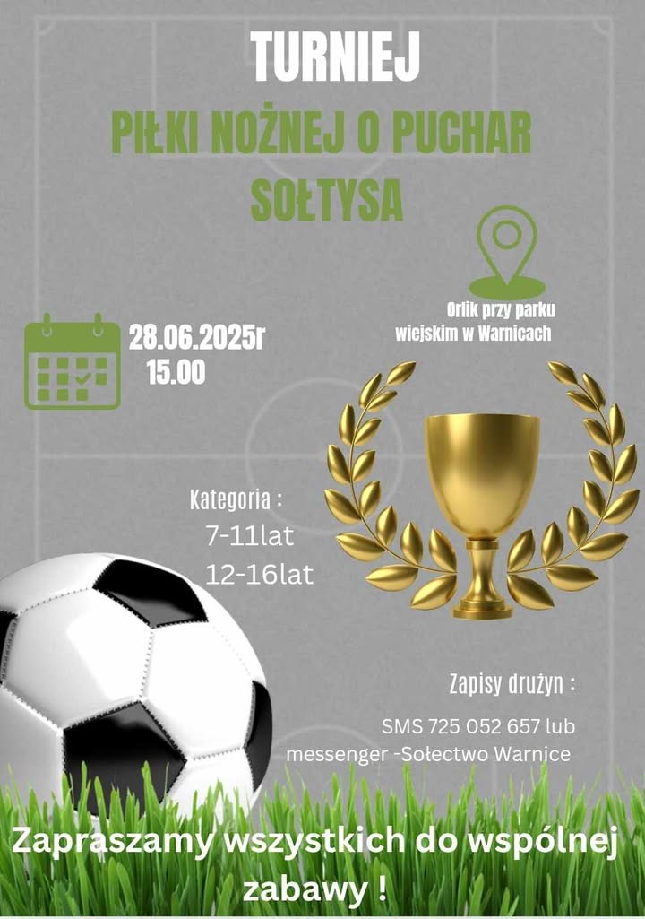 Plakat Turniej Piłki Nożnej o Puchar Sołtysa 
