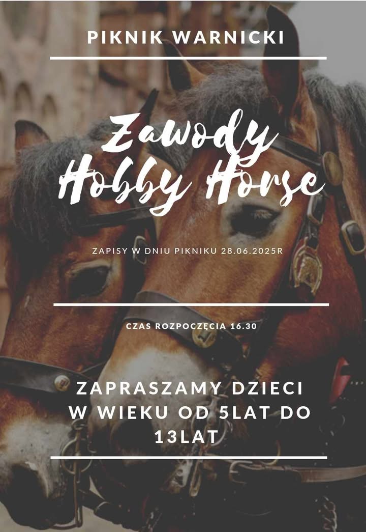 Plakat Hobby Horse Piknik Warnicki , na zdjęciu koń 