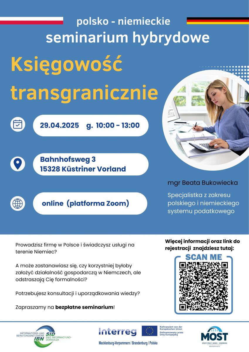 Plakat o szkoleniu z kodem QR, pełna treść w informacji 