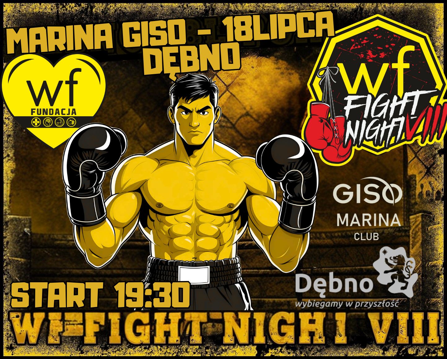 Plakat zapraszający na Galę Miarina Giso - Dębno 18 lipca