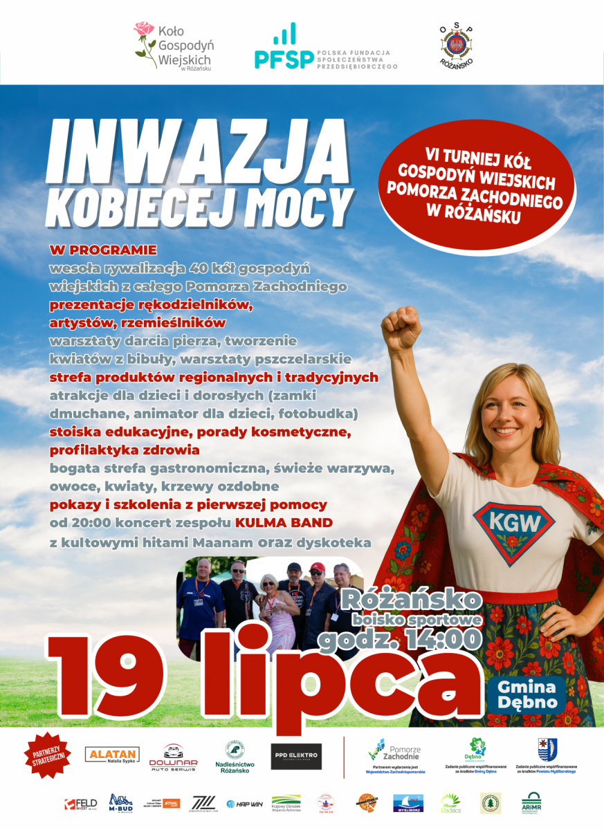 Plakat promocyjny Turniej Kół Gospodyń Wiejskich. Pełna treść w informacji 