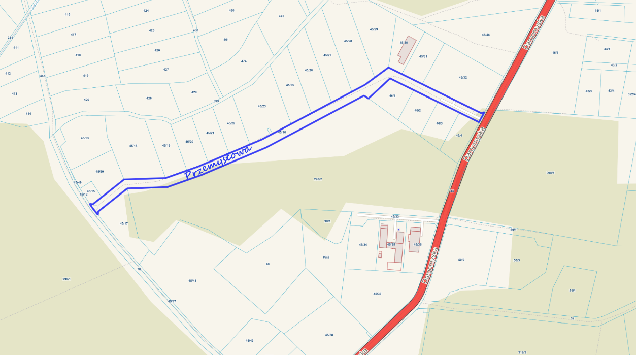 Mapa przebieg ulicy Przemysłowej 