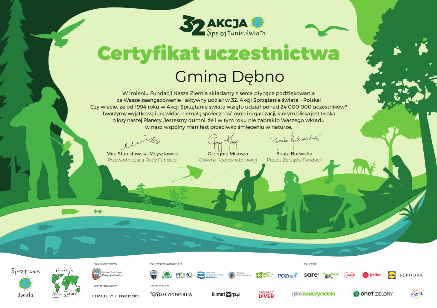 Certyfikat dla Gminy Dębno