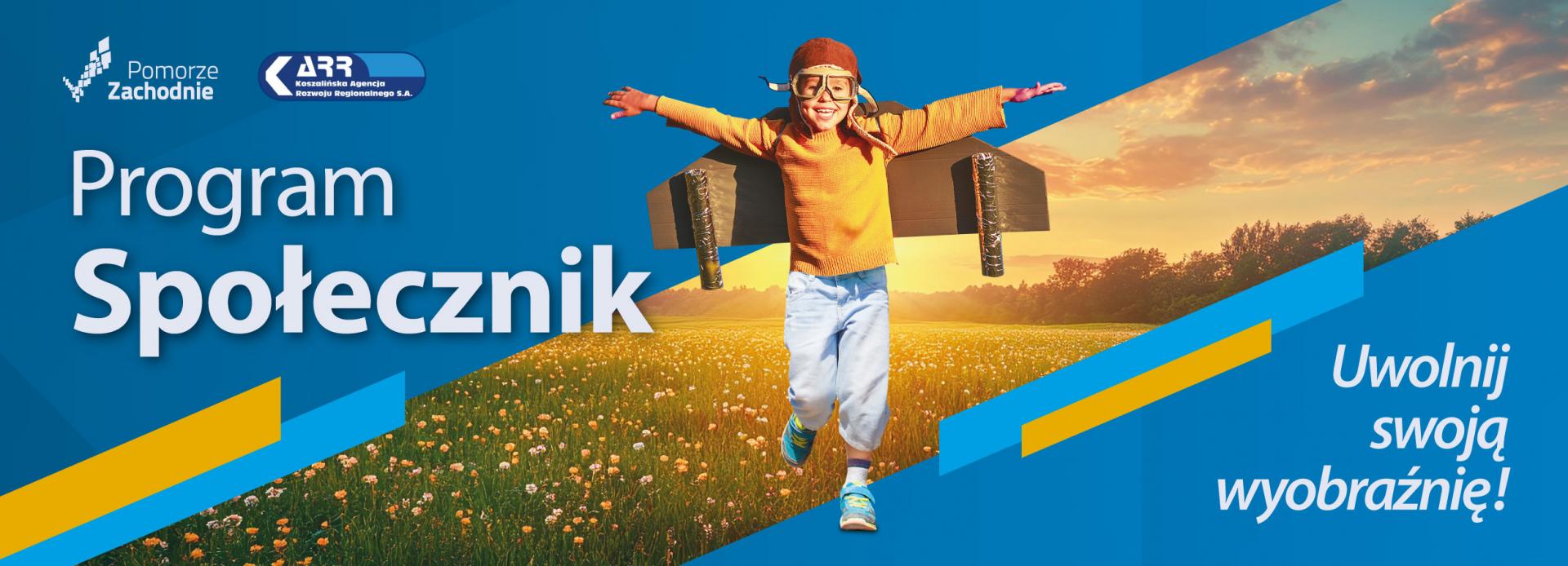Bnner Program Społecznik. Dziecko z rozłożonymi rękami jak do skrzydeł 