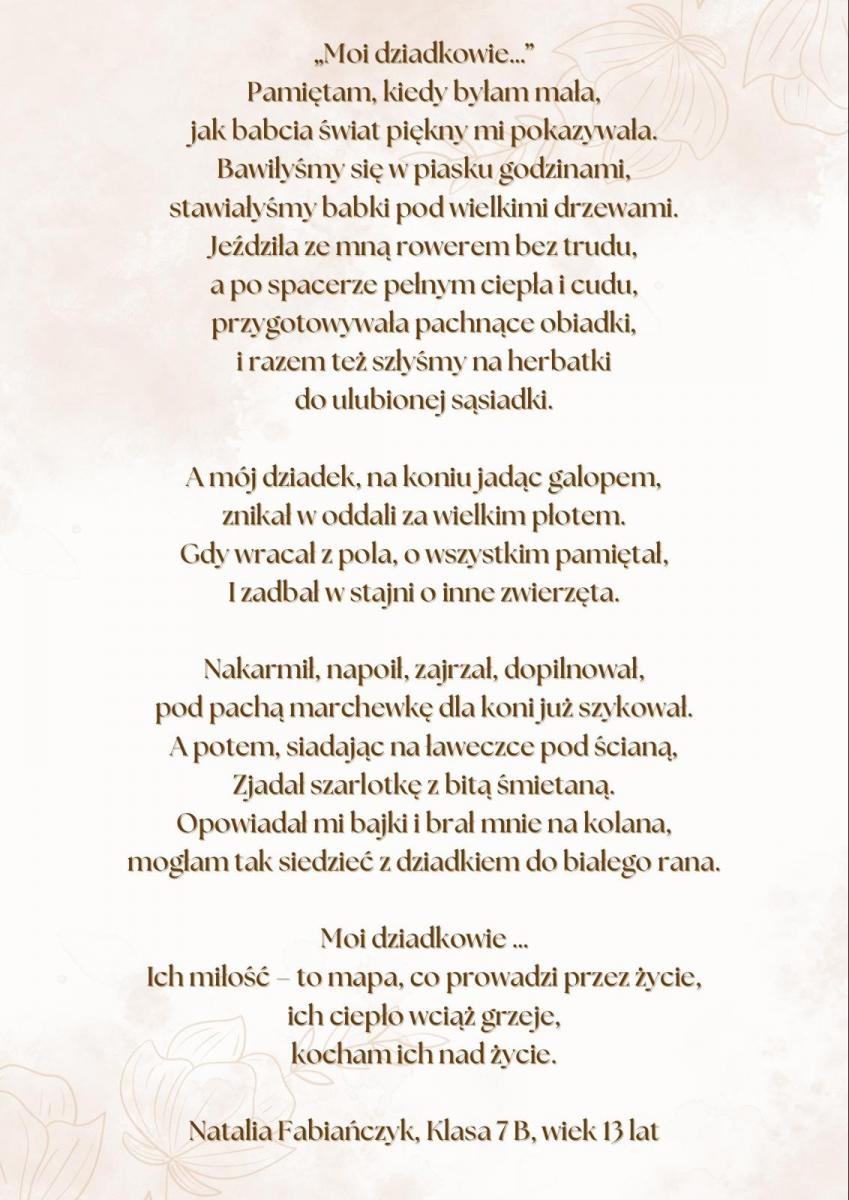 Wiersz nagrodzony w konkursie 