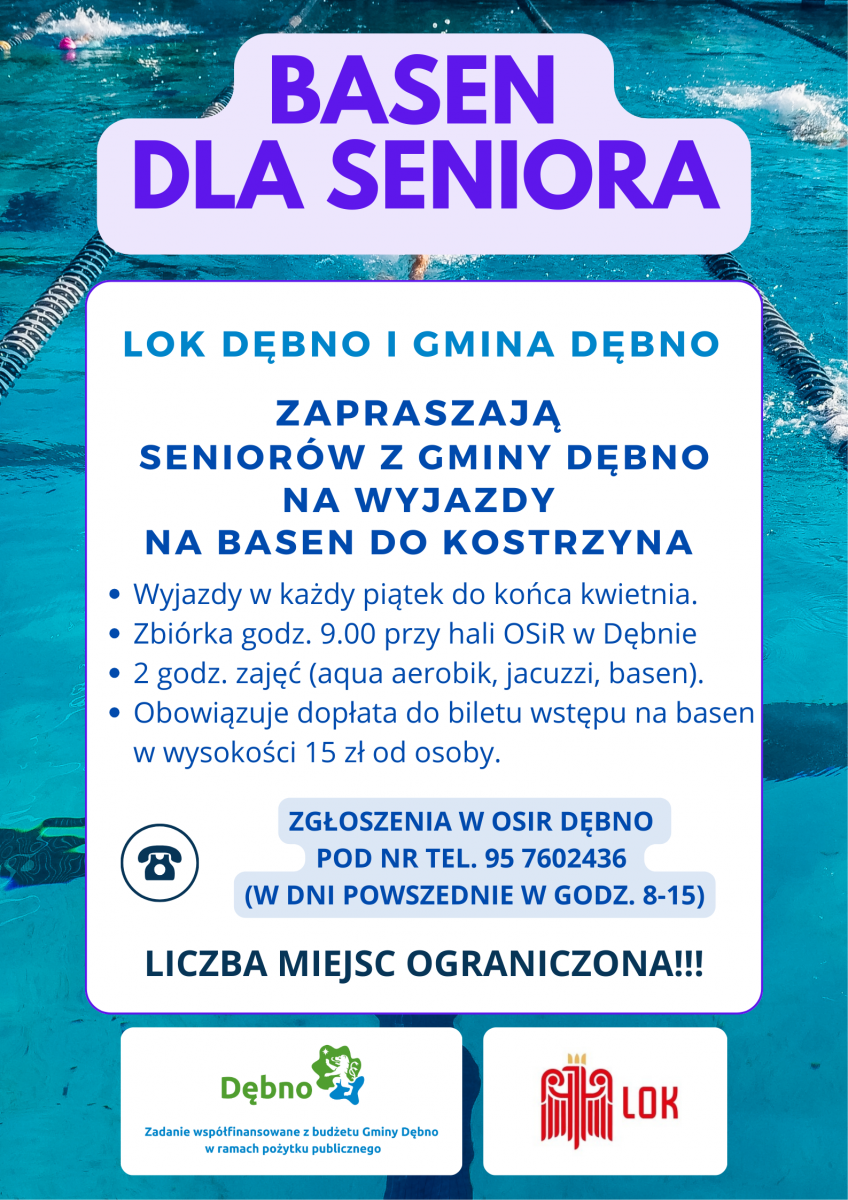 Plakat basen dla seniora. Pełna tresć w informacji 