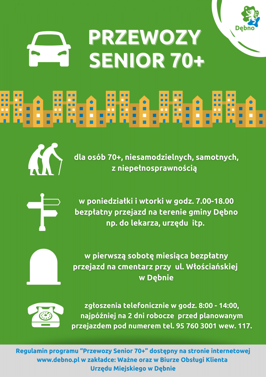 Plakat - przewóz senior 70+. pełna treść w informacji 