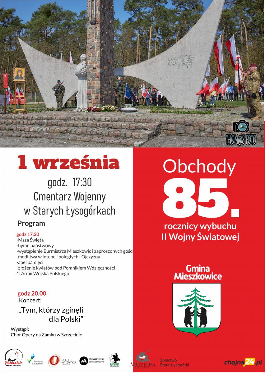 Plakat  ze zdjęciem cmentarza. program uroczystosci