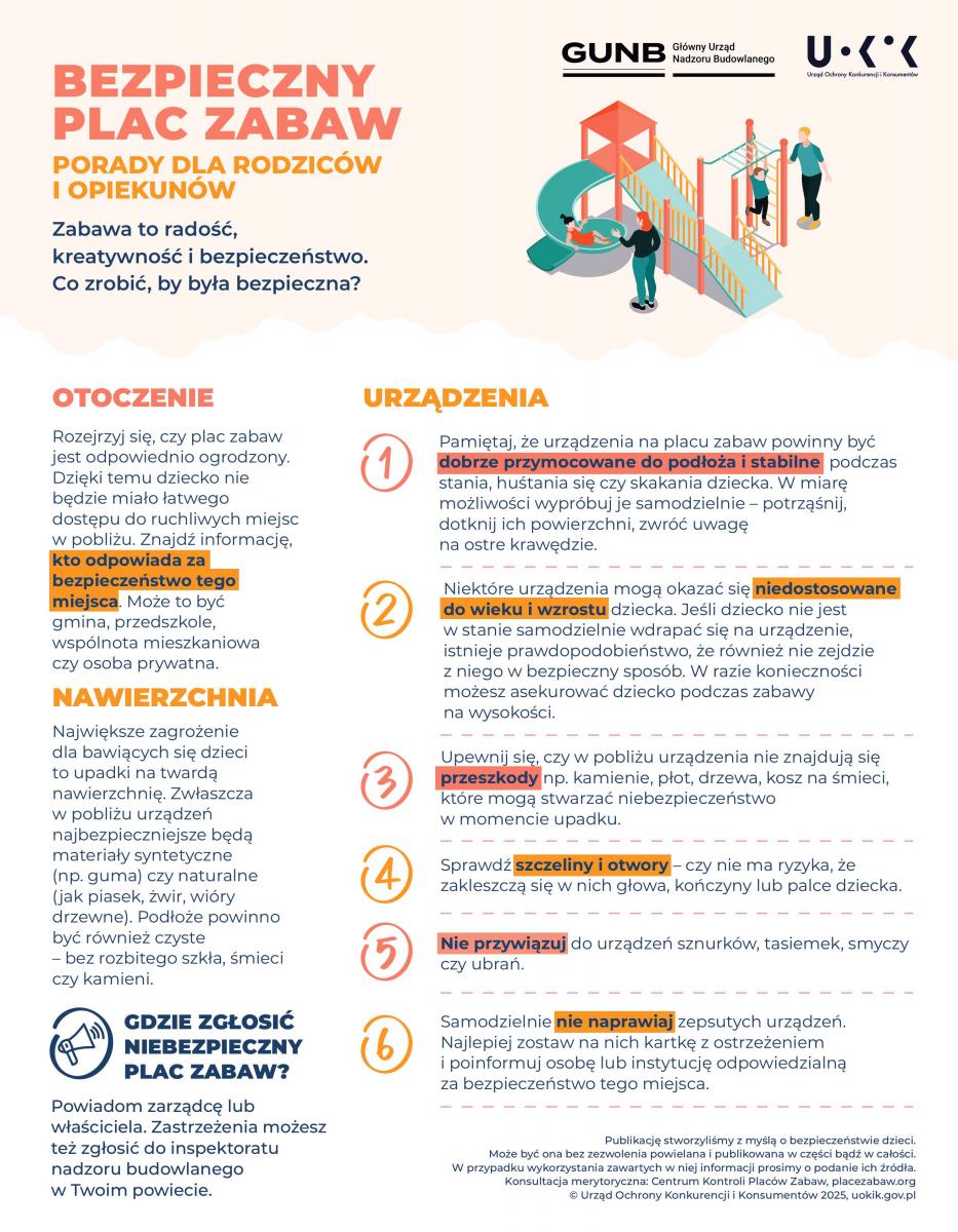 Bezpieczny plac zabaw Porady dla rodziców i opiekunów. Dostępna treść w załączniku PDF