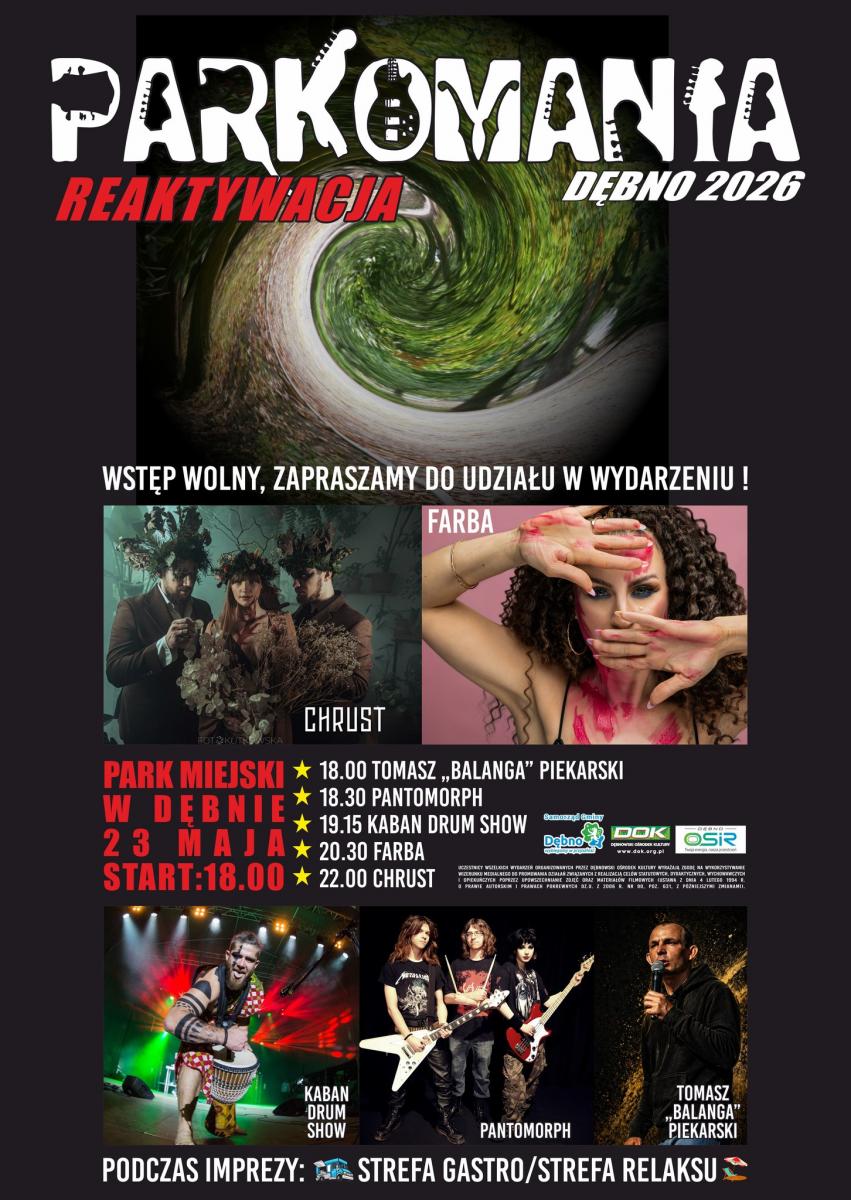 Plakat Parkomania. Pełna treść w informacji