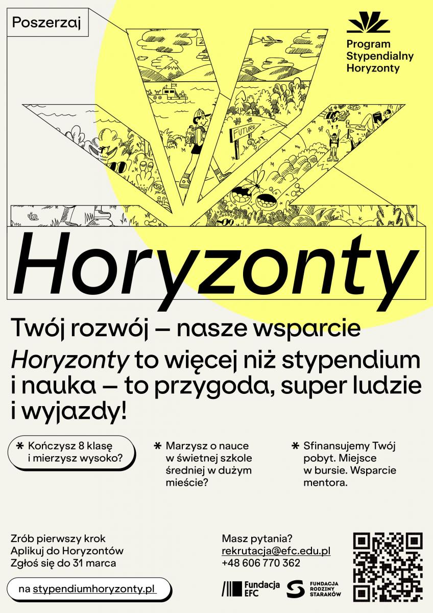 Plakat Horyzonty. Pełna treść w informacji 