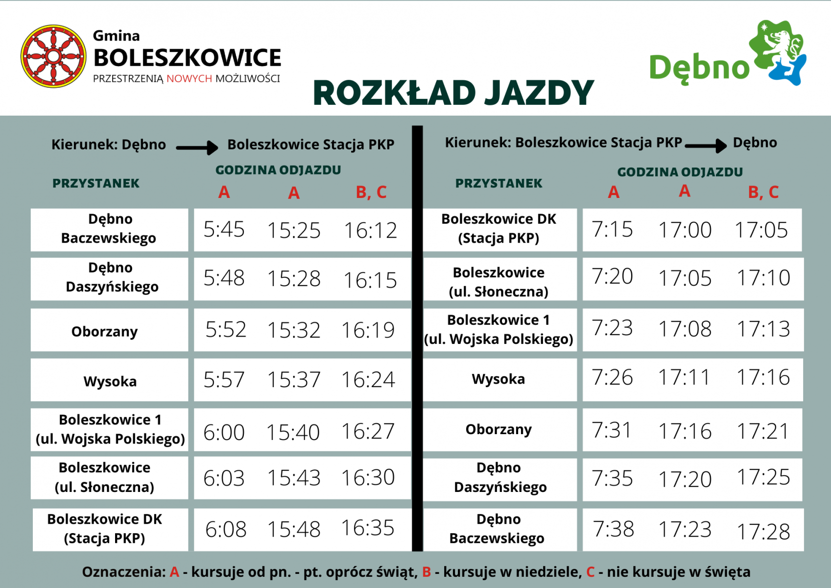 Rozkład jazdy. Pełna treść dostepna w pliku PDF
