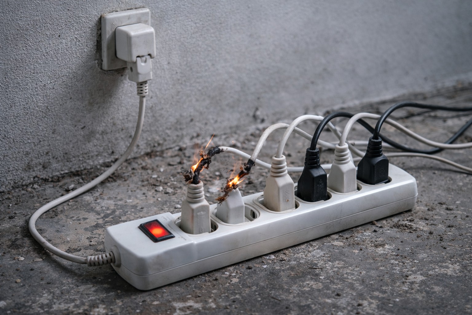 Przedłurzacz, wsadzone wtyczki , dwie się palą 