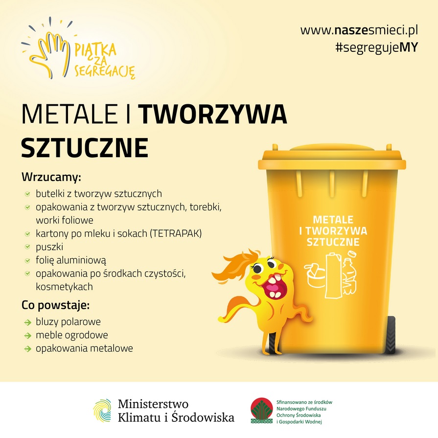 Zasady segregacji metale i tworzywa sztuczne. Pełna treść w informacji 