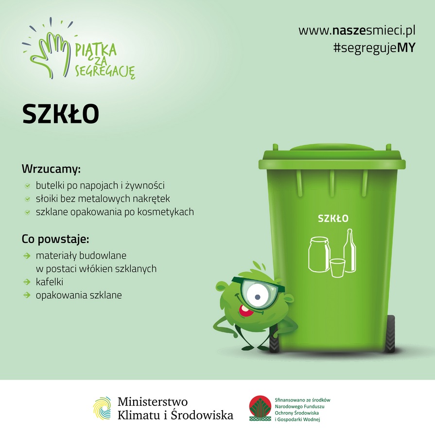 Zasady segregacji szkła. pełna treść w informacji