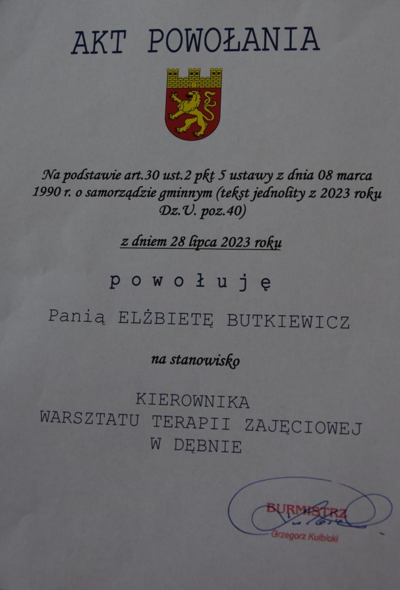 akt powołania 