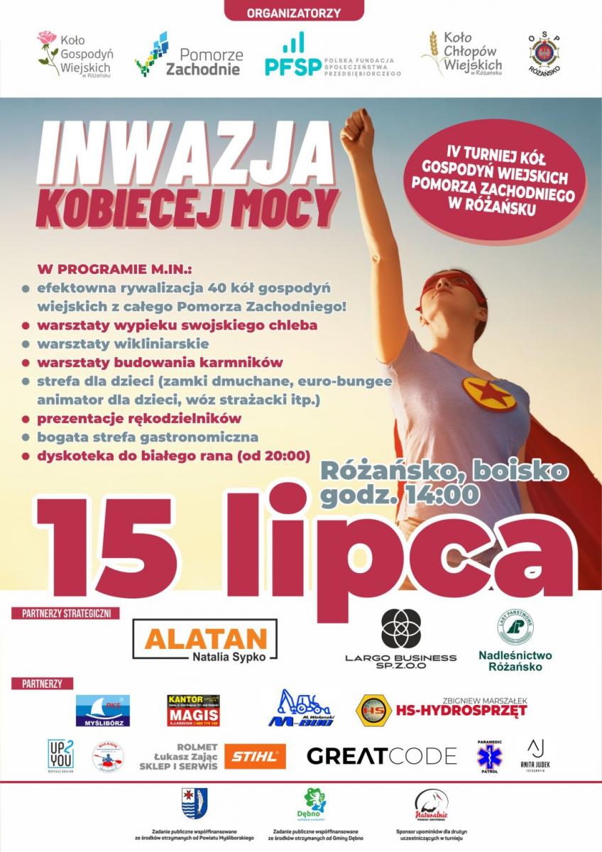 Plakat Inwazja kobiecej mocy. Pełna treść w informacji