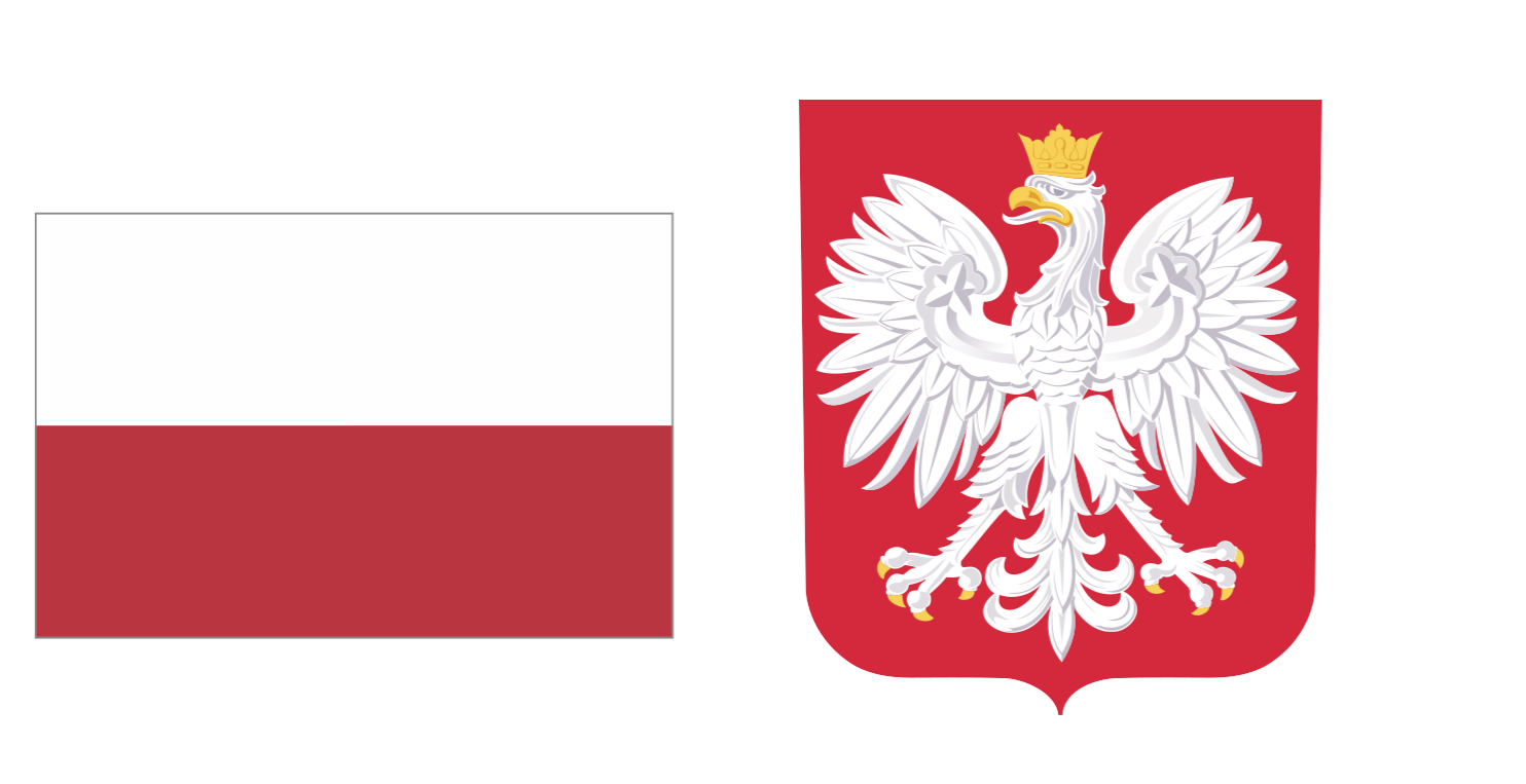 Biało - czerwona flaga Polski, godło z orłem białym  